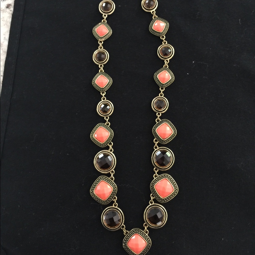 Gold, orange, & brown necklace.